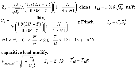 formula for asymmetric stripline structure