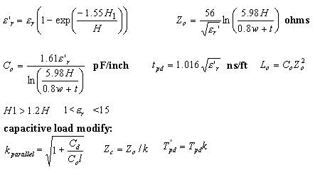 formula for embedded microstrip structure